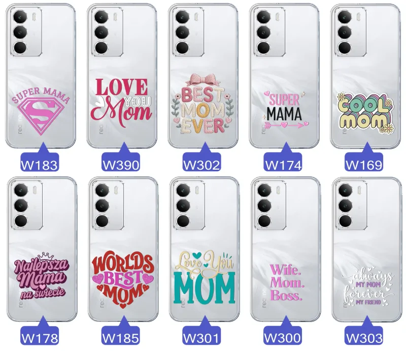 Kolekcja wzorów etui dla Mamy do Realme C71: napisy Super Mama, Najlepsza Mama na świecie, best mom ever, cool mom, I love you mom