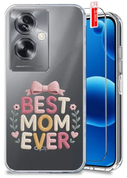 Etui do Oppo A79 5G przezroczyste różne wzory dla Mamy ze szkłem