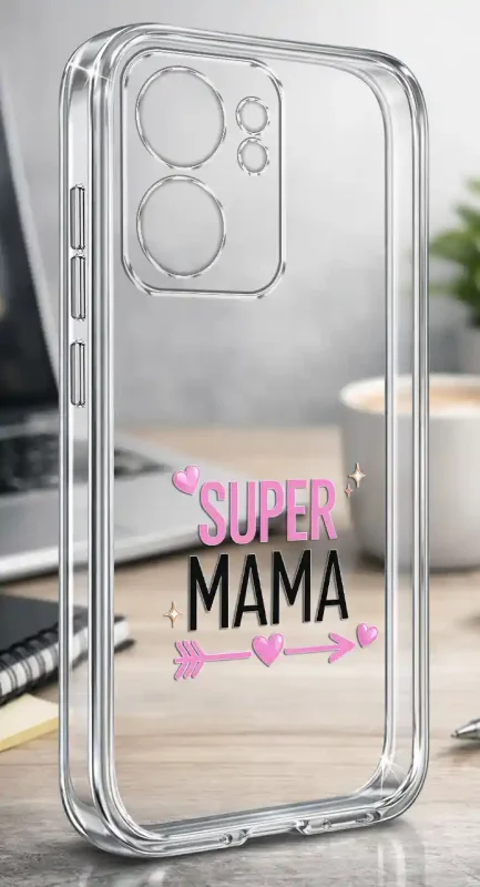 Etui na Dzień Matki do Oppo Reno 13 FS 5G / 13 F 5G, bezbarwny case z nadrukiem Super Mama