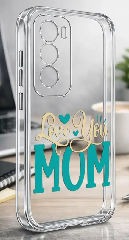 Etui na Dzień Matki do Oppo Reno 12 Pro 5G, bezbarwny case z kolorowym nadrukiem Love You Mom