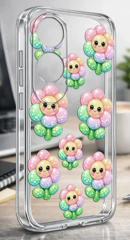 Przezroczyste modne etui z kwiatuszkami do Oppo A60 4G