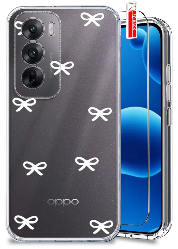 Przezroczyste etui do Oppo Reno 12 5G z modnym wzorem kokardek