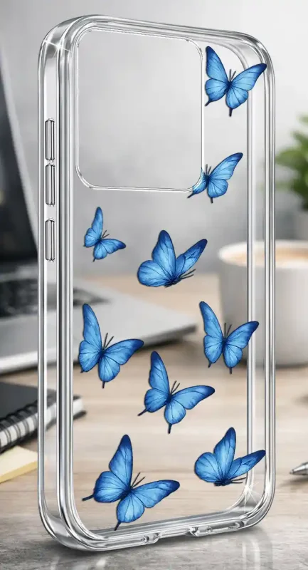 Przezroczyste modne etui z kolorowym nadrukiem motylków do Motorola Edge 60 Pro 5G