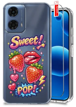 Etui do Motorola Moto G24 / G24 Power / G04 / E14 przezroczyste różne wzory modne ze szkłem