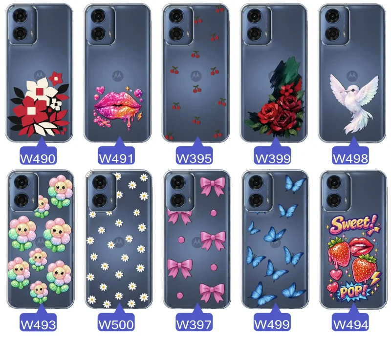 Kolekcja modnych etui z wzorami do Motorola Moto G24 / G24 Power / G04 / E14 – kolorowe modne wzory z kokardkami, różami, motylami, ustami, wisienkami