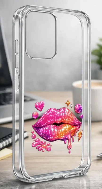 Przezroczyste modne etui do Motorola Moto G35 5G z kolorowym nadrukiem ust