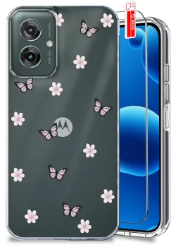 Etui do Motorola Moto G55 5G przezroczyste różne wzory modne ze szkłem