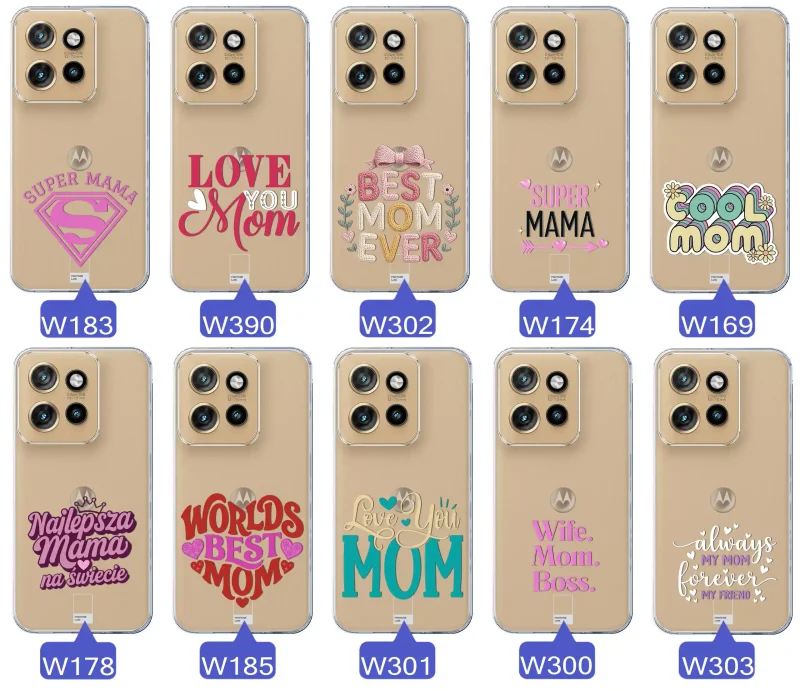 Kolekcja wzorów etui dla Mamy do Motorola Edge 50 Neo: napisy Super Mama, Najlepsza Mama na świecie, best mom ever, cool mom, I love you mom