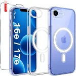 Etui do iPhone 16e / 17e bezbarwne Magsafe ze szkłem