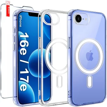 Etui do iPhone 16e / 17e bezbarwne Magsafe ze szkłem