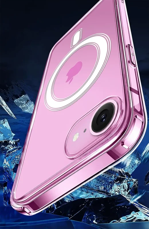 Transparentne etui MagSafe do iPhone 16e / 17e z widocznym kolorem obudowy telefonu