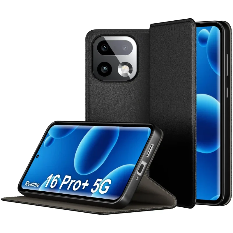 Skórzane etui z klapką do Realme 16 Pro Plus 5G z funkcją stojaka