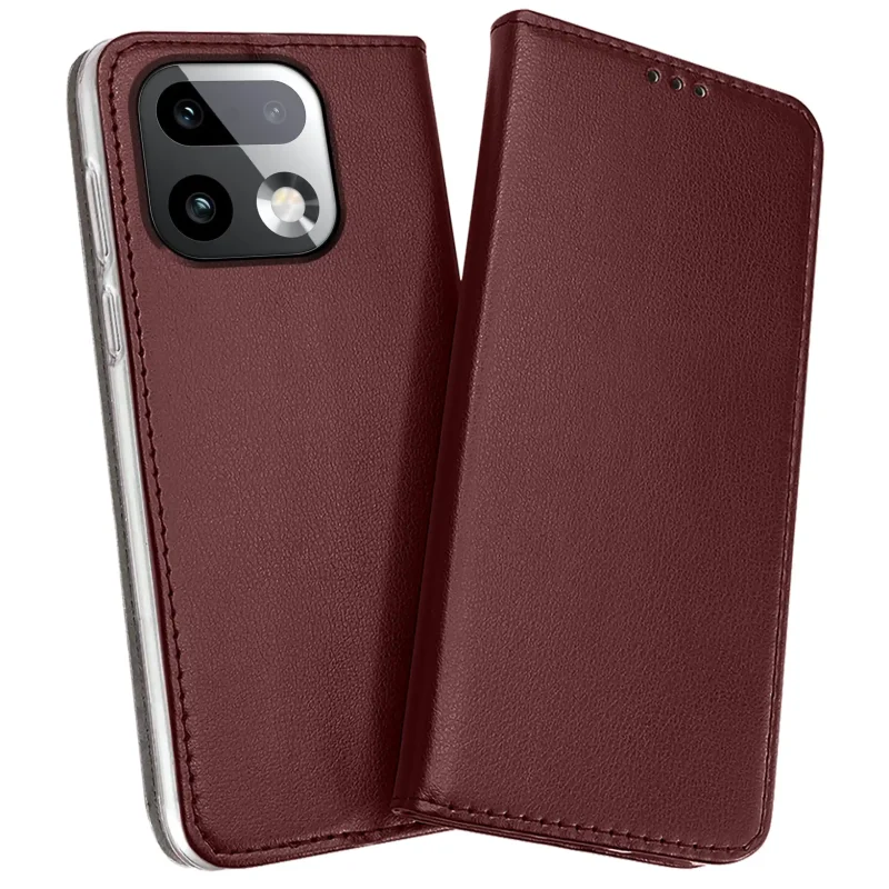 Burgundowe etui z klapką do Realme 16 Pro Plus 5G z wycięciami na porty i przyciski