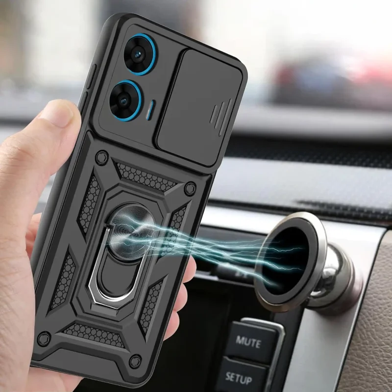 Etui pancerne do Motorola Moto G96 5G kompatybilne z uchwytami magnetycznymi do samochodu
