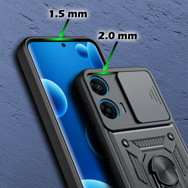 Etui pancerne do Motorola Moto G96 5G z podwyższonymi rantami chroniącymi ekran i aparat