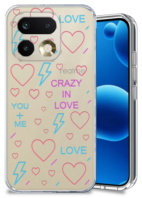 Przezroczyste etui walentynkowe do Realme 16 Pro+ Plus 5G z nadrukiem love, sercami i miłosnym motywem