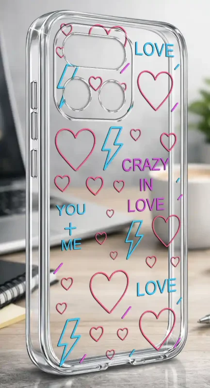Przezroczyste etui do Realme 16 Pro+ Plus 5G z walentynkowym wzorem crazy in love