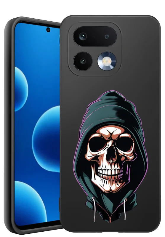 Etui halloweenowe do Realme 16 Pro+ Plus 5G z nadrukiem czaszki w kapturze