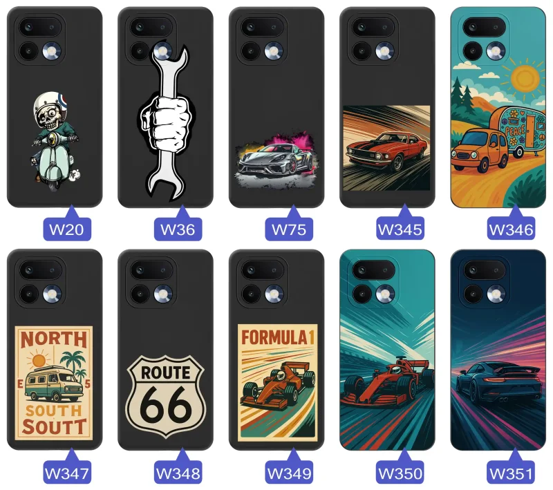 Kolekcja etui do Realme 16 Pro+ Plus 5G z motywami samochodów, motocykli, Formuły 1, Route 66 i klasycznych aut
