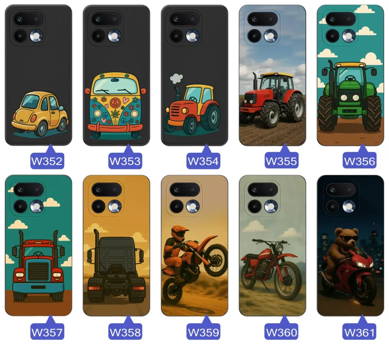 Etui Realme 16 Pro+ Plus 5G z grafiką sportowego auta, motocykla crossowego i ciężarówki – wzory motoryzacyjne