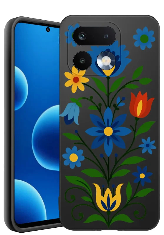 Etui ludowe do Realme 16 Pro+ Plus 5G z kolorowym folkowym wzorem kwiatów