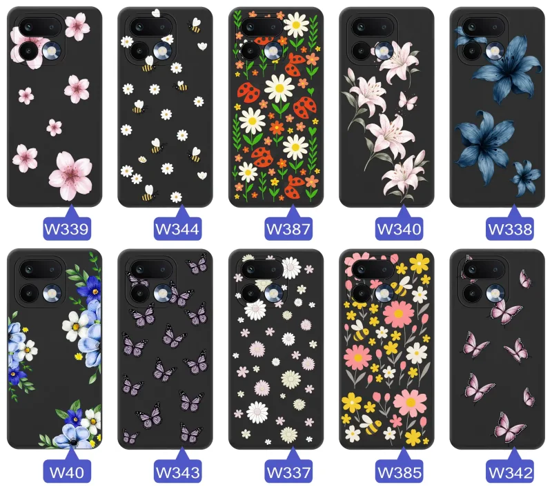 Kolekcja etui wiosennych Realme 16 Pro+ Plus 5G – wzory kwiaty, motylki, pszczółki, biedronki