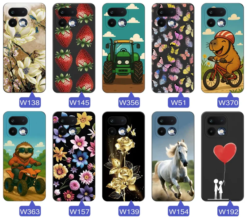 Case wiosenne Realme 16 Pro+ Plus 5G czarne etui z wzorem – motyle, kwiaty, róże, koń, traktor, truskawki, kapibara, miłość