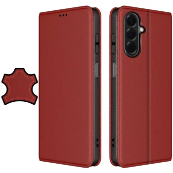 Etui do Samsung Galaxy A17 5G / A26 5G skórzane zamykane bordowe ze szkłem