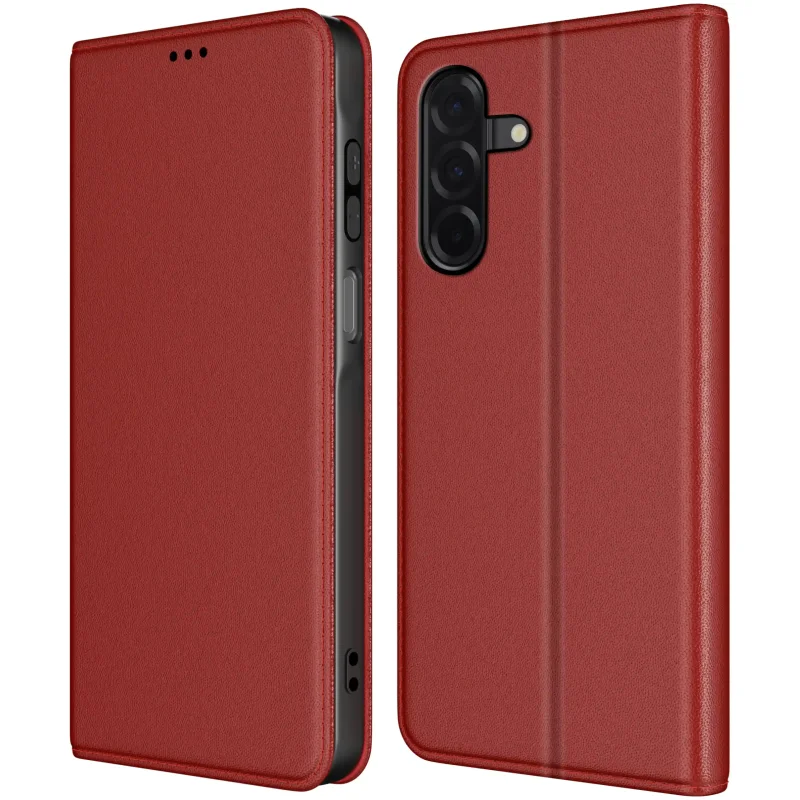 Bordowe etui z klapką do Samsung Galaxy A17 5G / A26 5G — zamykana obudowa z wycięciem na aparat i przyciski