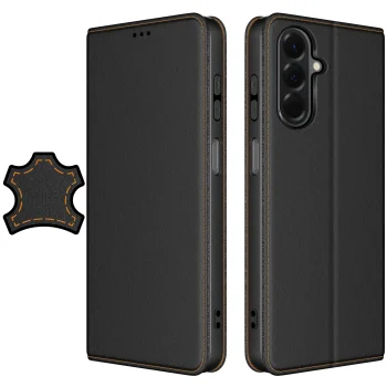 Etui do Samsung Galaxy A17 5G / A26 5G skórzane zamykane czarne ze szkłem
