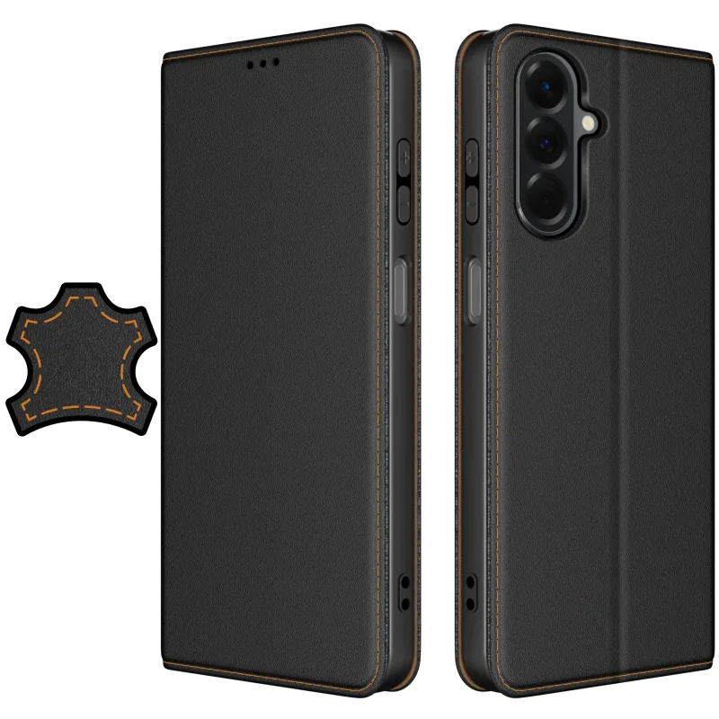 Skórzane etui z klapką do Samsung Galaxy A17 5G / A26 5G czarne