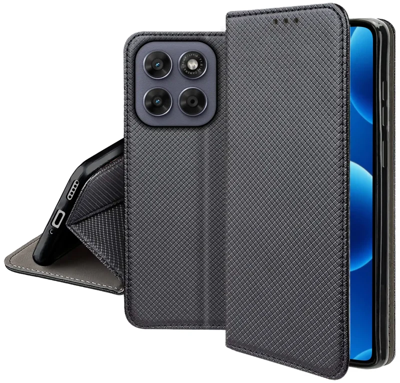 Zamykane etui z klapką do Motorola Moto G67 5G / G77 5G z matową strukturą, wycięciami na porty oraz ochroną aparatów i boków smartfona
