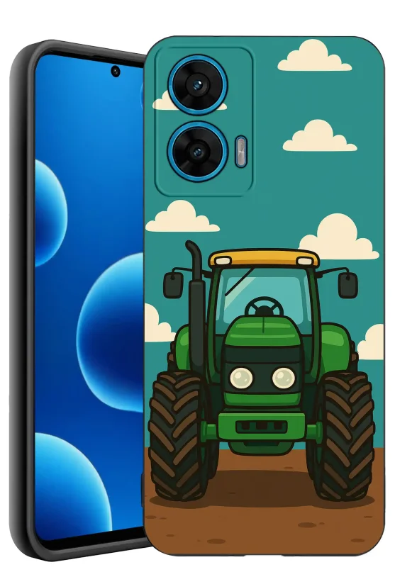 Etui dla Dziadka do Motorola Moto G96 5G z nadrukiem zielonego traktora, silikonowe matowe plecki z grafiką pojazdu rolniczego