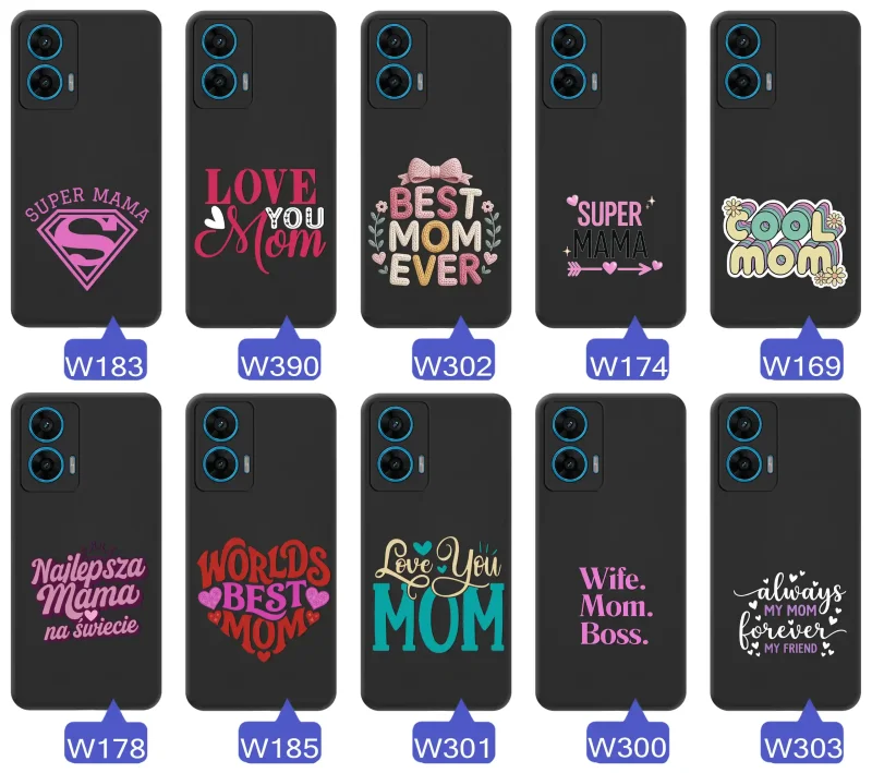 Kolekcja wzorów etui dla Mamy do Motorola Moto G96 5G napisy Super Mama, Najlepsza Mama na świecie, best mom ever, cool mom, I love you mom