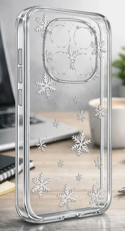 Przezroczyste etui świąteczne do Xiaomi Redmi Note 15 5G ze wzorem śnieżynek