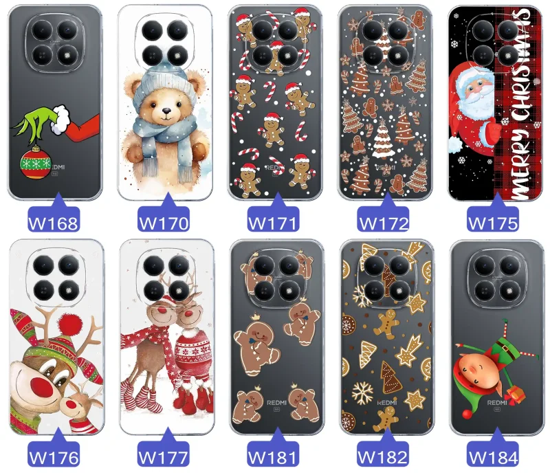 Kolekcja etui świątecznych i zimowych do Xiaomi Redmi Note 15 5G - choinki, Mikołaje, pierniki