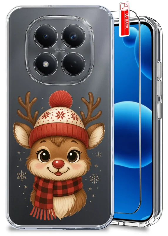 Przezroczyste etui świąteczne do Xiaomi Redmi Note 15 Pro 4G z nadrukiem renifera na silikonowej obudowie 2 mm