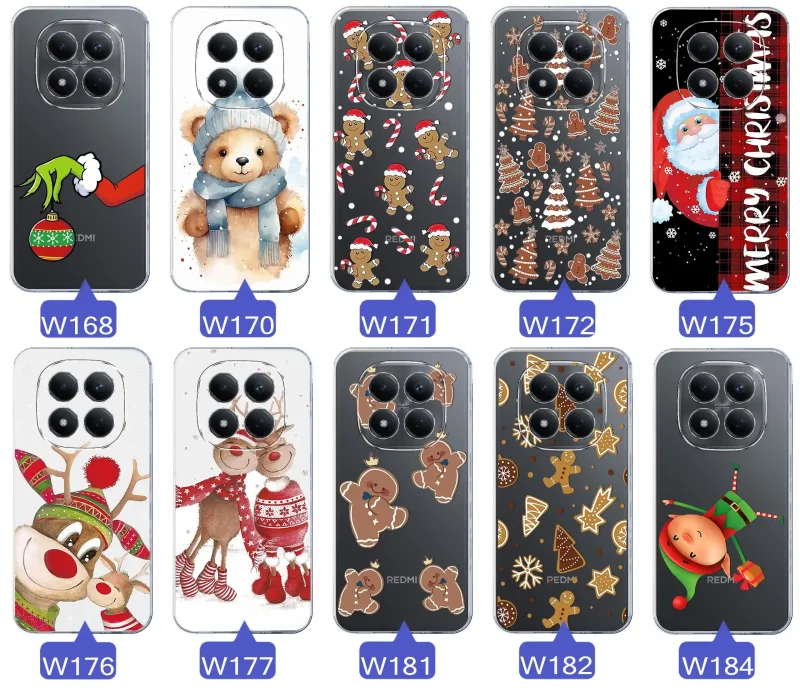 Kolekcja etui świątecznych i zimowych do Xiaomi Redmi Note 15 Pro 4G - choinki, Mikołaje, pierniki