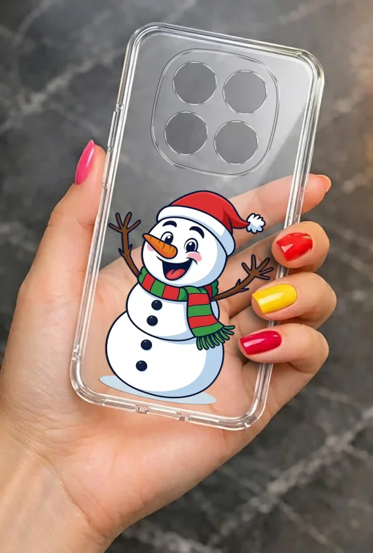 Etui świąteczne do Xiaomi Redmi Note 15 Pro 5G z bałwankiem, bezbarwny case z zimowym nadrukiem