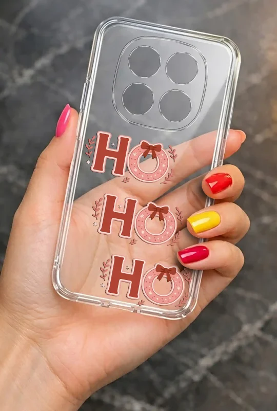 Etui świąteczne do Xiaomi Redmi Note 15 Pro+ Plus 5G z napisem Ho Ho Ho, bezbarwny case z zimowym nadrukiem
