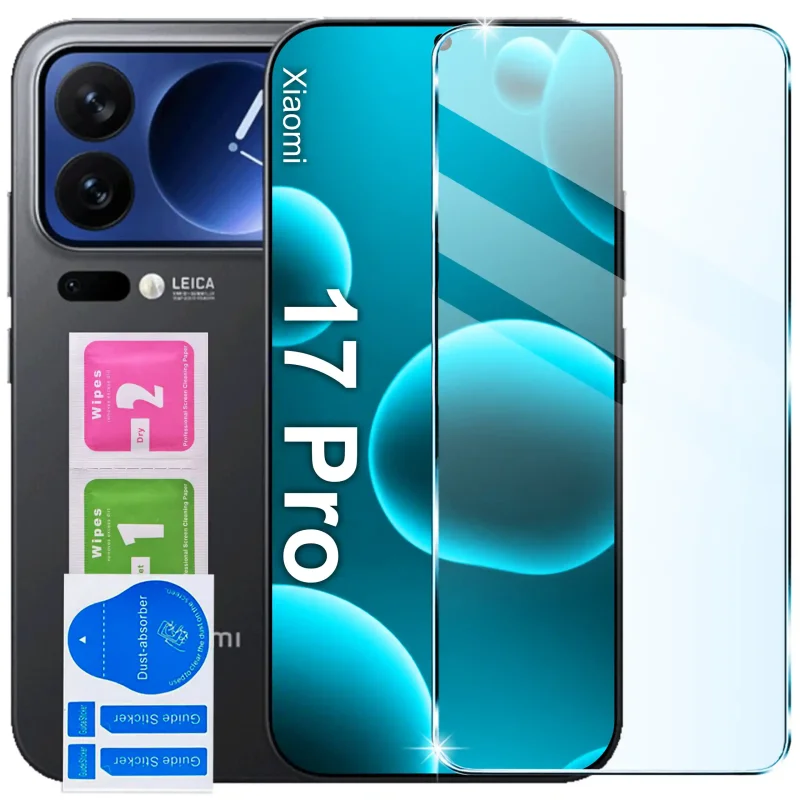 Szkło hartowane 9H do Xiaomi 17 Pro z zestawem akcesoriów do montażu