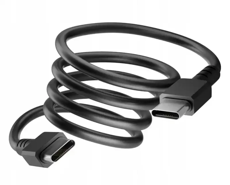 Czarny kabel USB-C do USB-C do szybkiego ładowania urządzeń mobilnych
