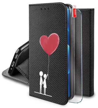 Etui do Xiaomi 17 z klapką z wzorami walentynkowymi ze szkłem