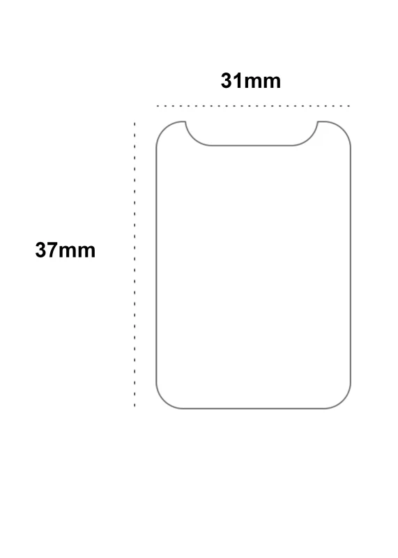 Wymiary folii hydrożelowej do IMOO Z1: 37 mm wysokości i 31 mm szerokości