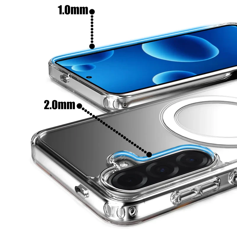 Podwyższone ranty w przezroczystym etui Magsafe do Samsung Galaxy A56