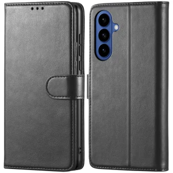 Etui do Samsung Galaxy S26 czarne magnetyczne z klapką ze szkłem