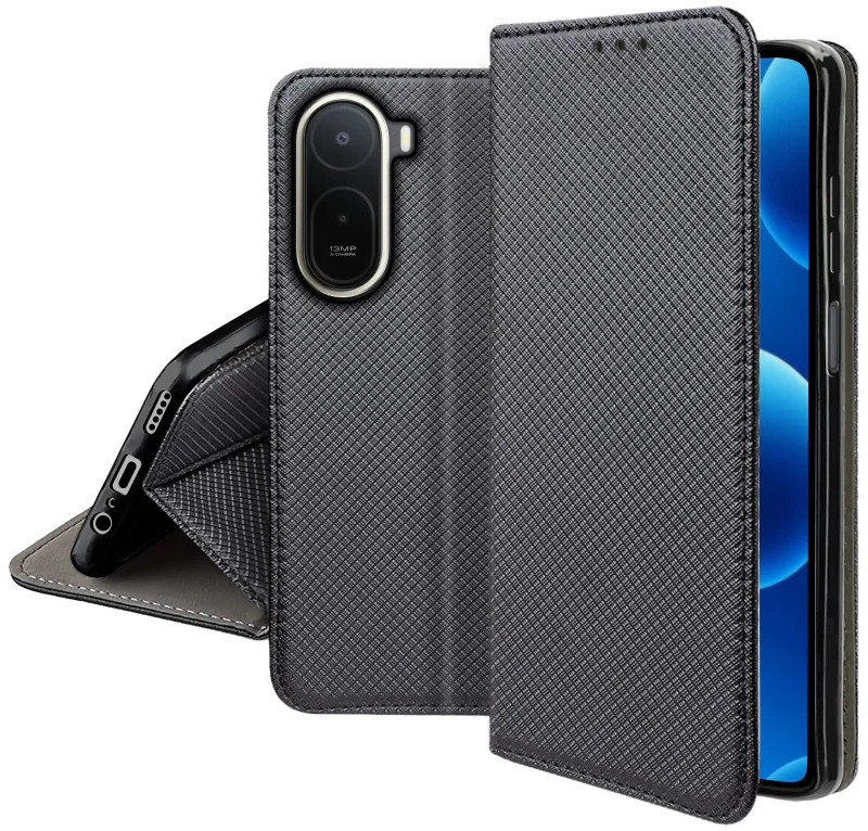 Zamykane etui z klapką do Xiaomi Redmi A7 Pro z matową strukturą, wycięciami na porty oraz ochroną aparatów i boków smartfona