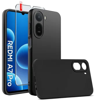 Etui do Xiaomi Redmi A7 Pro czarne matowe ze szkłem