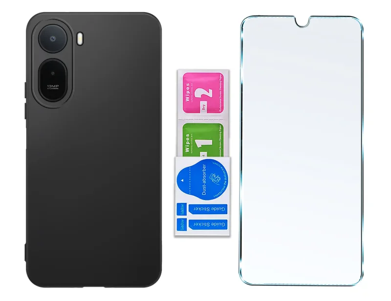 Matowe etui silikonowe do Xiaomi Redmi A7 Pro ze szkłem hartowanym i zestawem montażowym