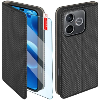 Etui do Honor 600 Lite czarne zamykane ze szkłem